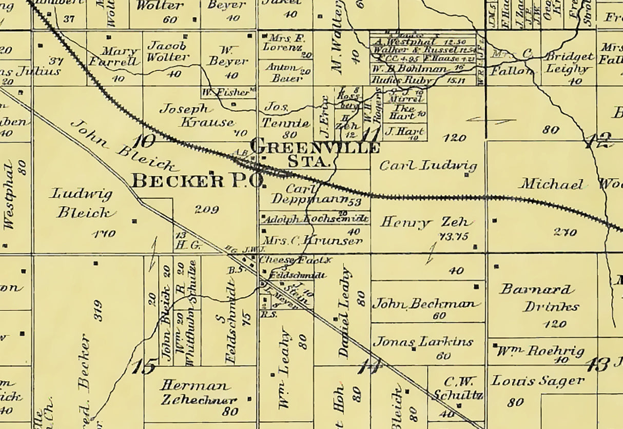 1889 Map of Greenville Township Outagamie County Wisconsin