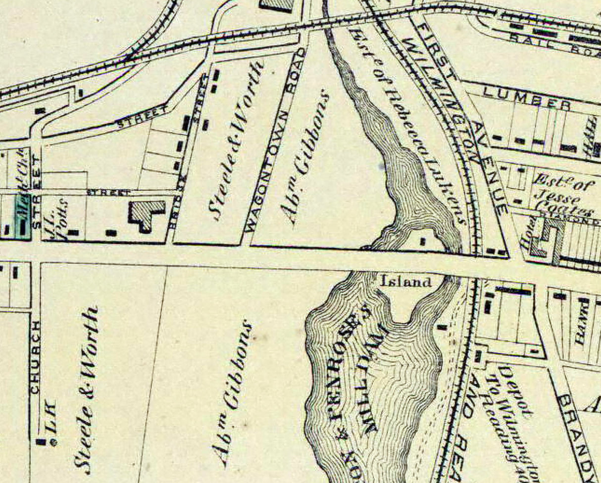 1873 Town Map of Coatesville Chester County Pennsylvania