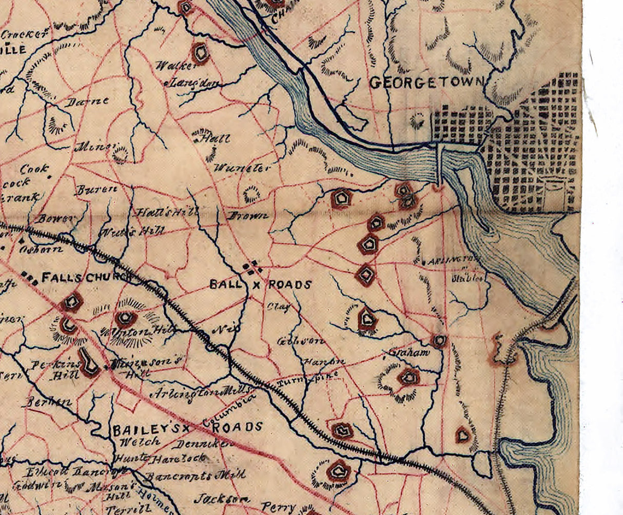 1864 Map of Fairfax County Virginia and Parts of Loudoun and Prince William County