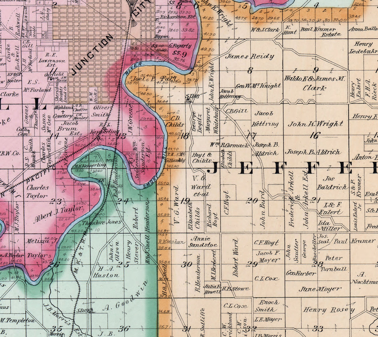1897 Map of Geary County Kansas Junction City