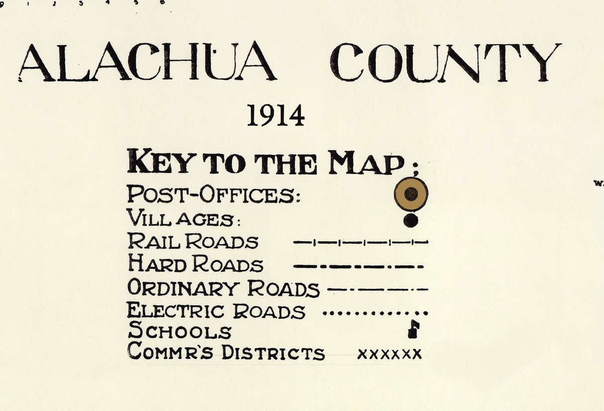 1914 Map of Alachua County Florida Gainesville Framed