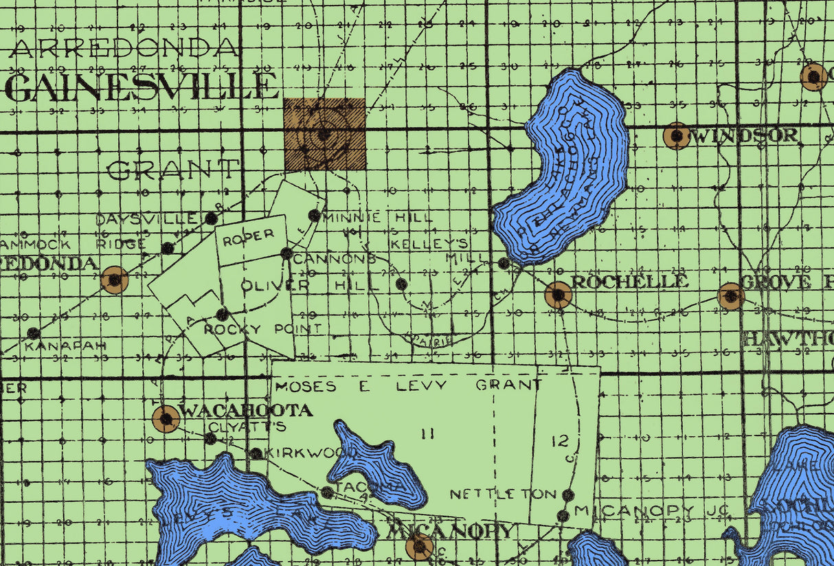 1914 Map of Alachua County Florida Gainesville Framed