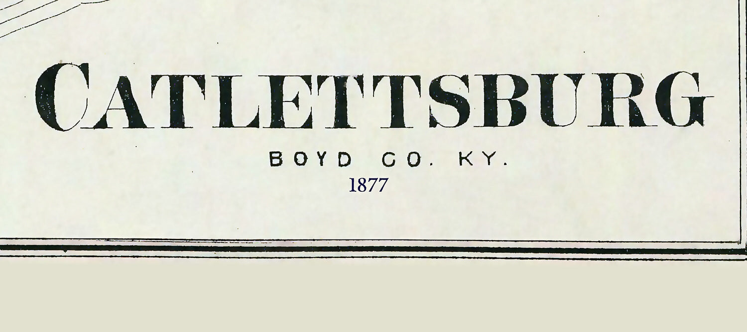 1877 Town Map of Catlettsburg Boyd County Kentucky