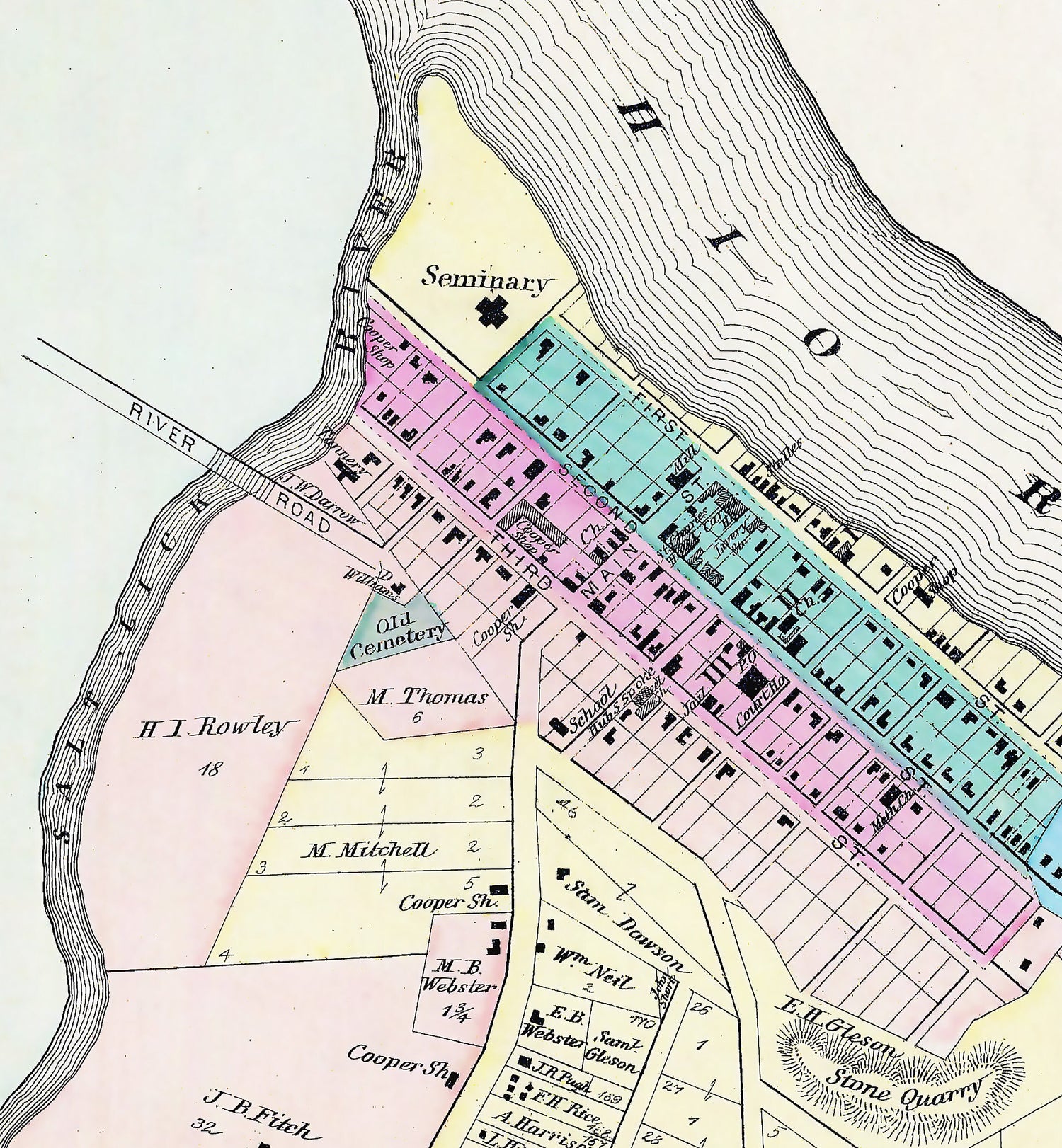 1877 Town Map of Vanceburg Lewis County Kentucky