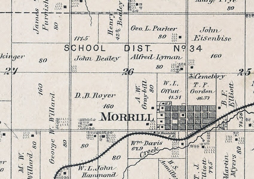 1887 Map of Morrill Township Brown County Kansas