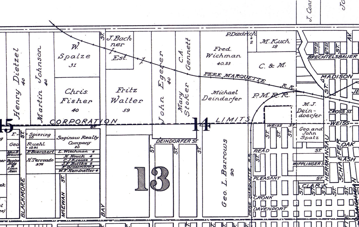 1916 Town Map of Saginaw Michigan