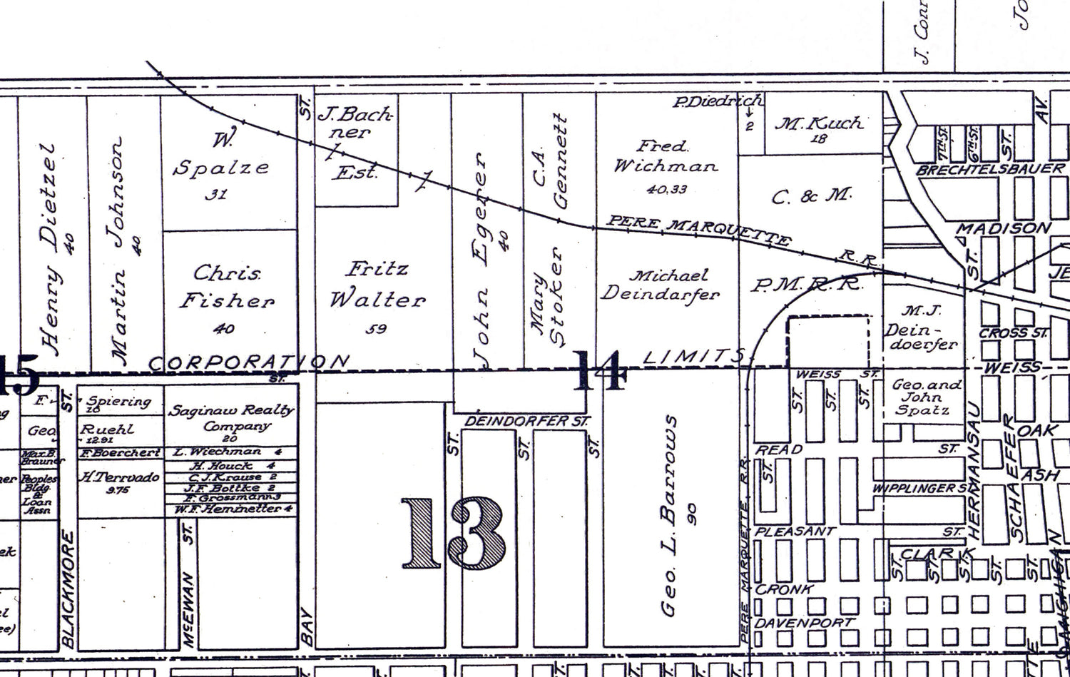 1916 Town Map of Saginaw Michigan