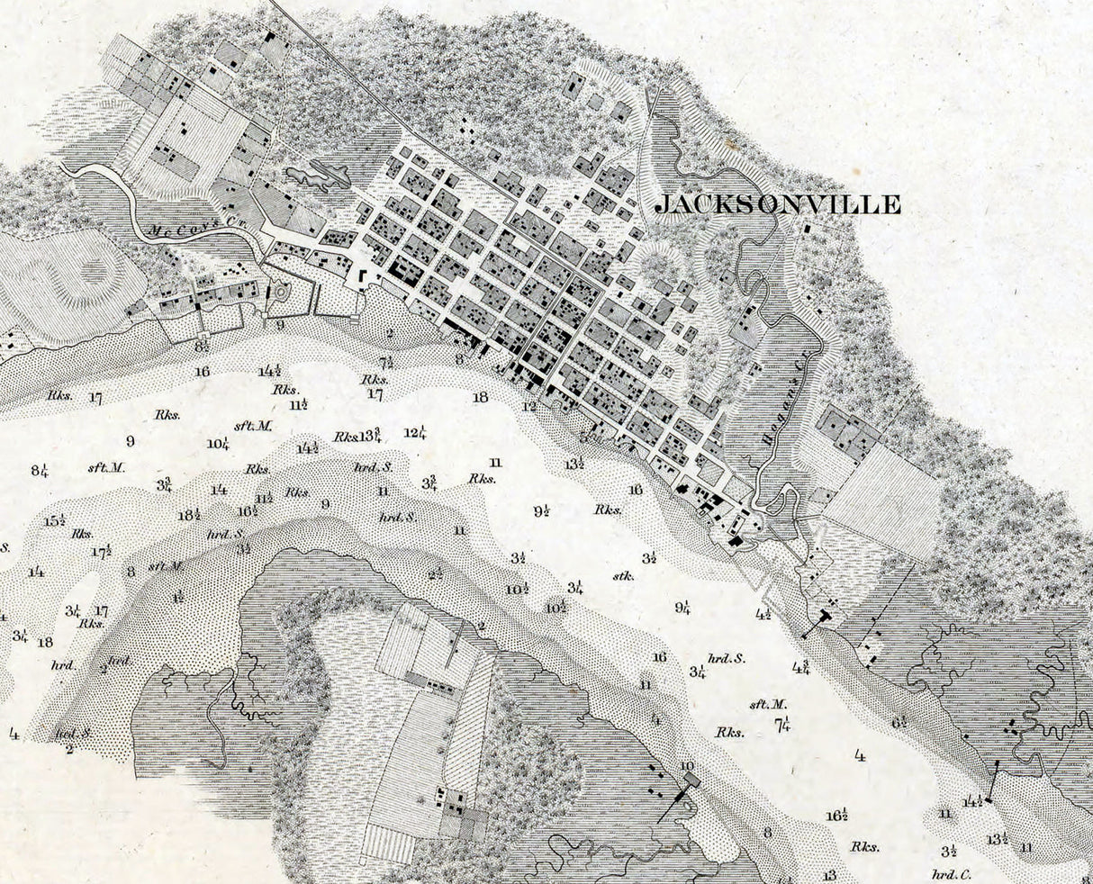 1856 Nautical Chart of Saint Johns River Florida Jacksonville to Browns Creek