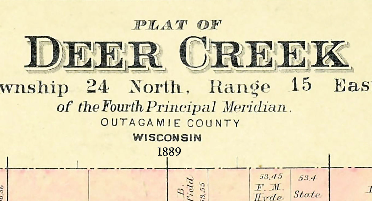 1889 Map of Deer Creek Township Outagamie County Wisconsin