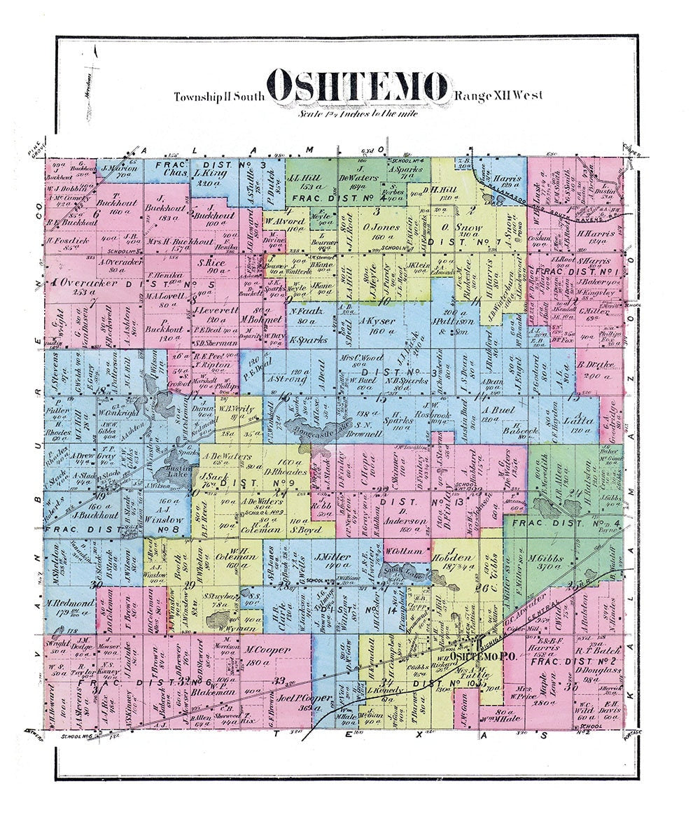 1873 Map of Oshtemo Township Kalamazoo County Michigan
