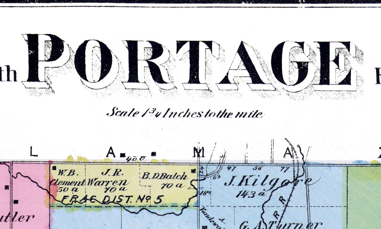 1873 Map of Portage Township Kalamazoo County Michigan