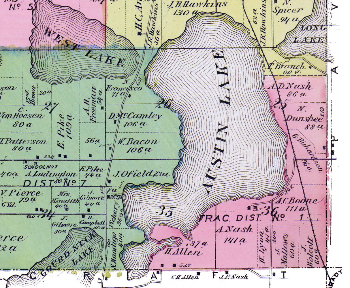 1873 Map of Portage Township Kalamazoo County Michigan