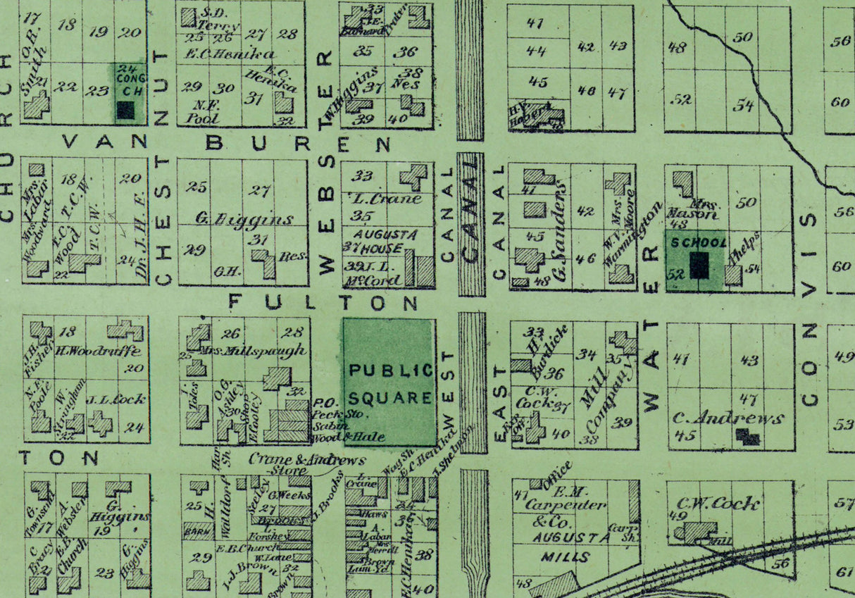 1873 Town Map of Augusta Kalamazoo County Michigan