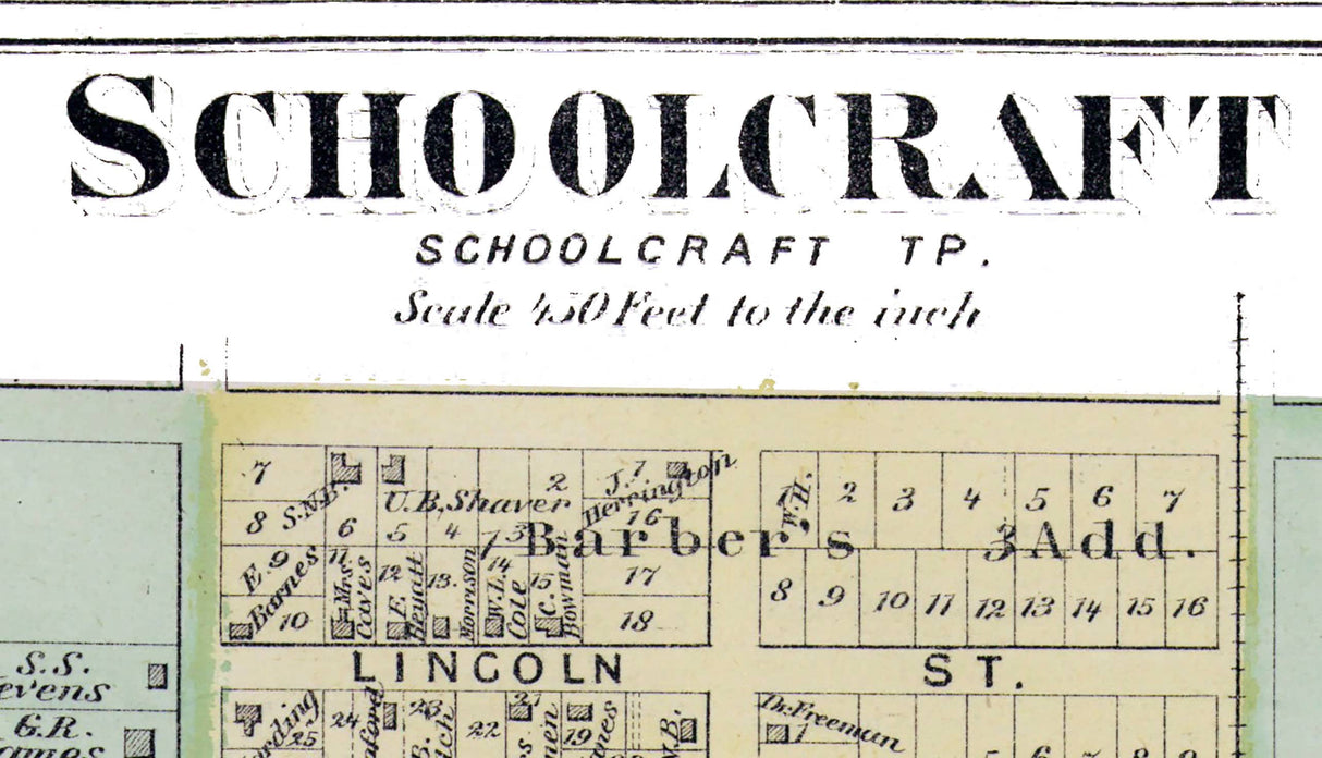 1873 Town Map of Schoolcraft Kalamazoo County Michigan