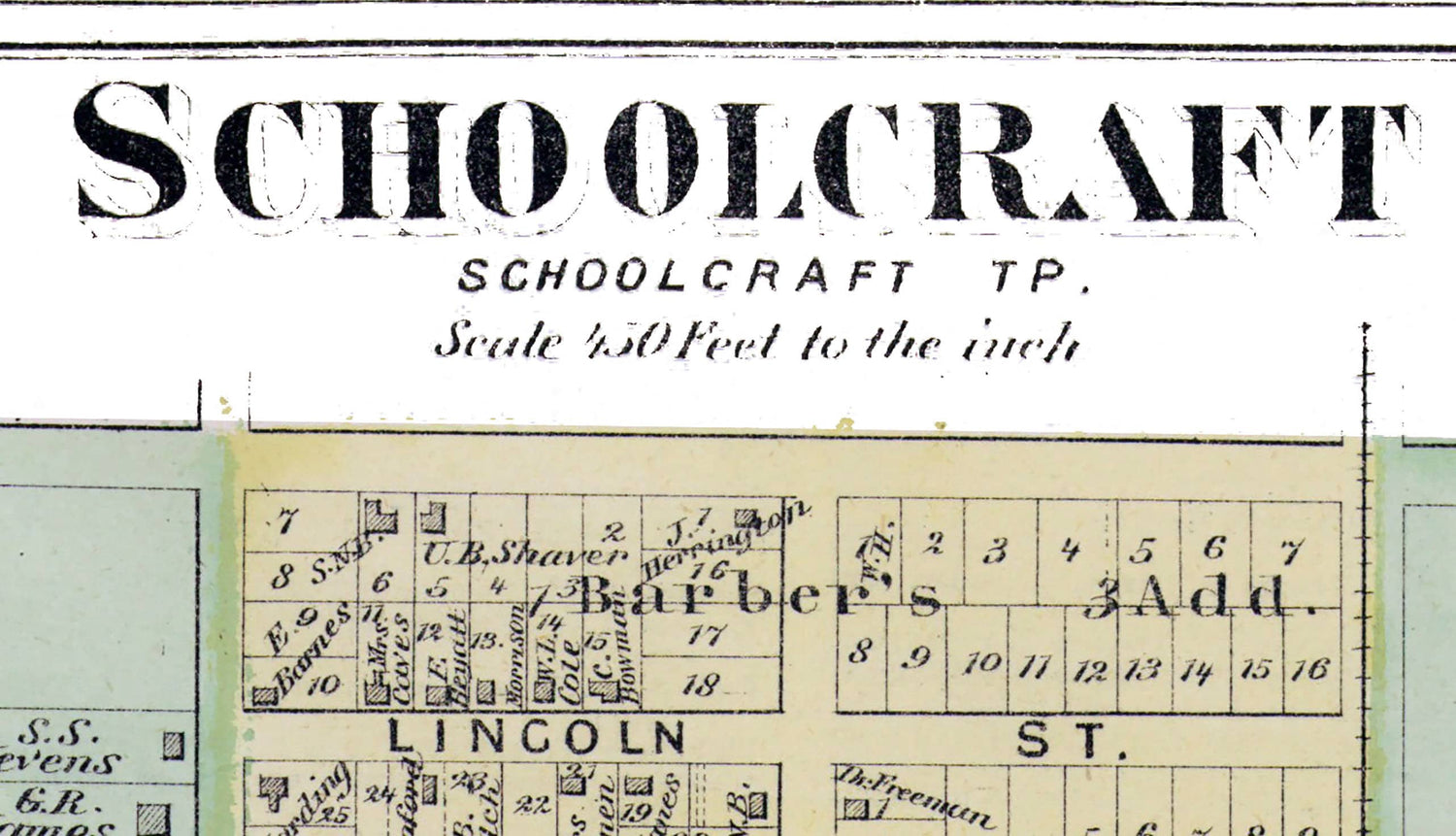 1873 Town Map of Schoolcraft Kalamazoo County Michigan