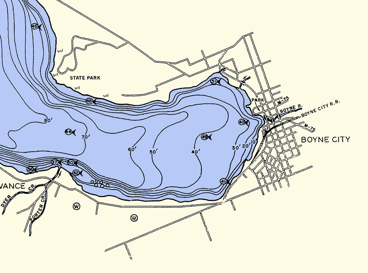 1959 Map of Lake Charlevoix Michigan