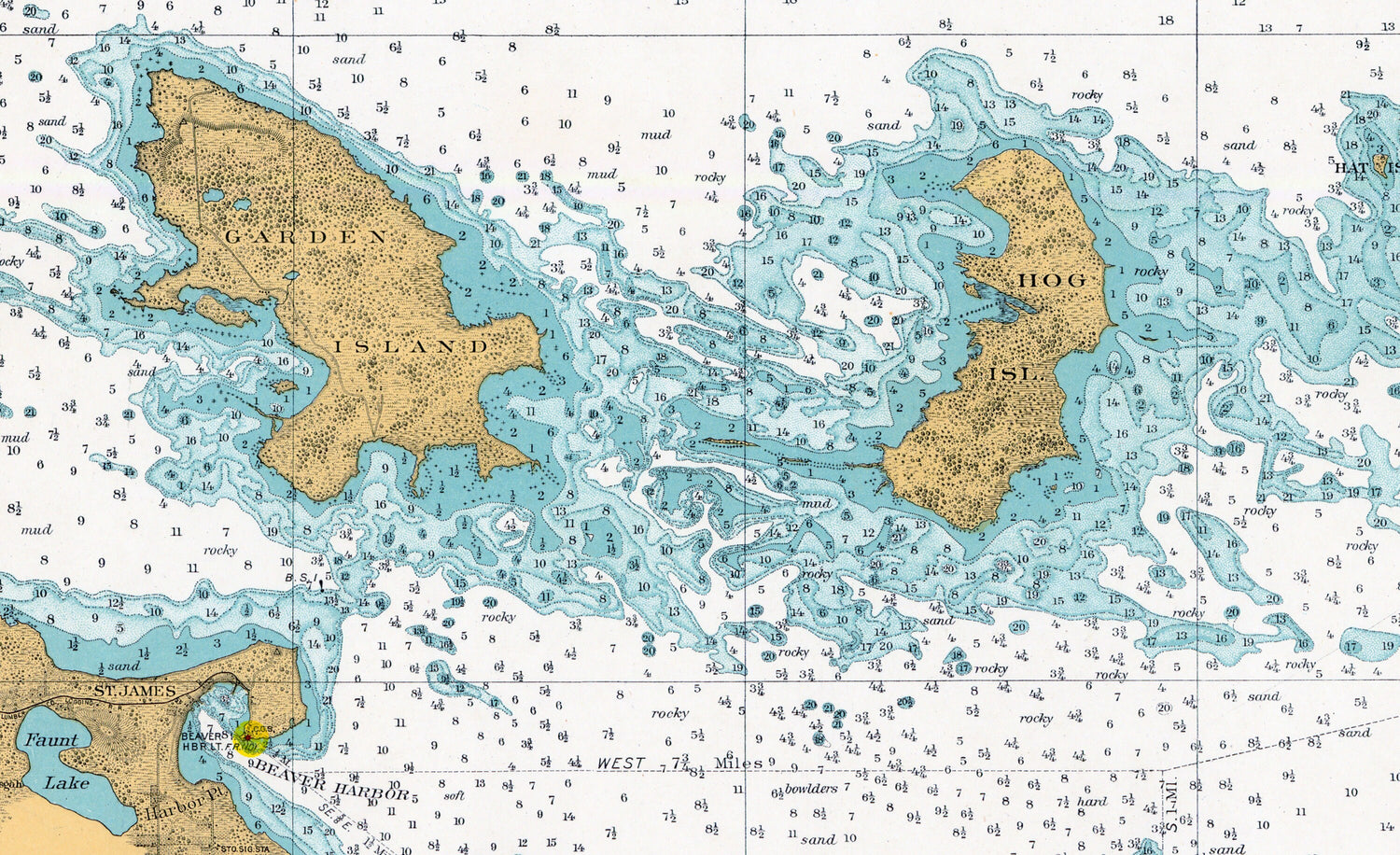 1917 Nautical Chart of Beaver Island Group Lake Michigan