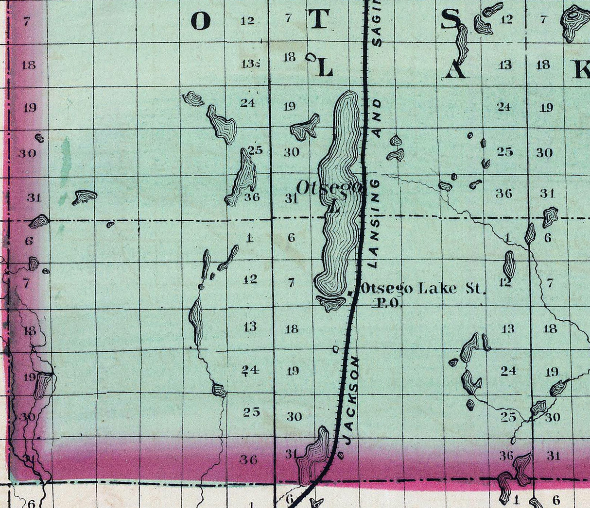 1873 Map of Otsego County Michigan