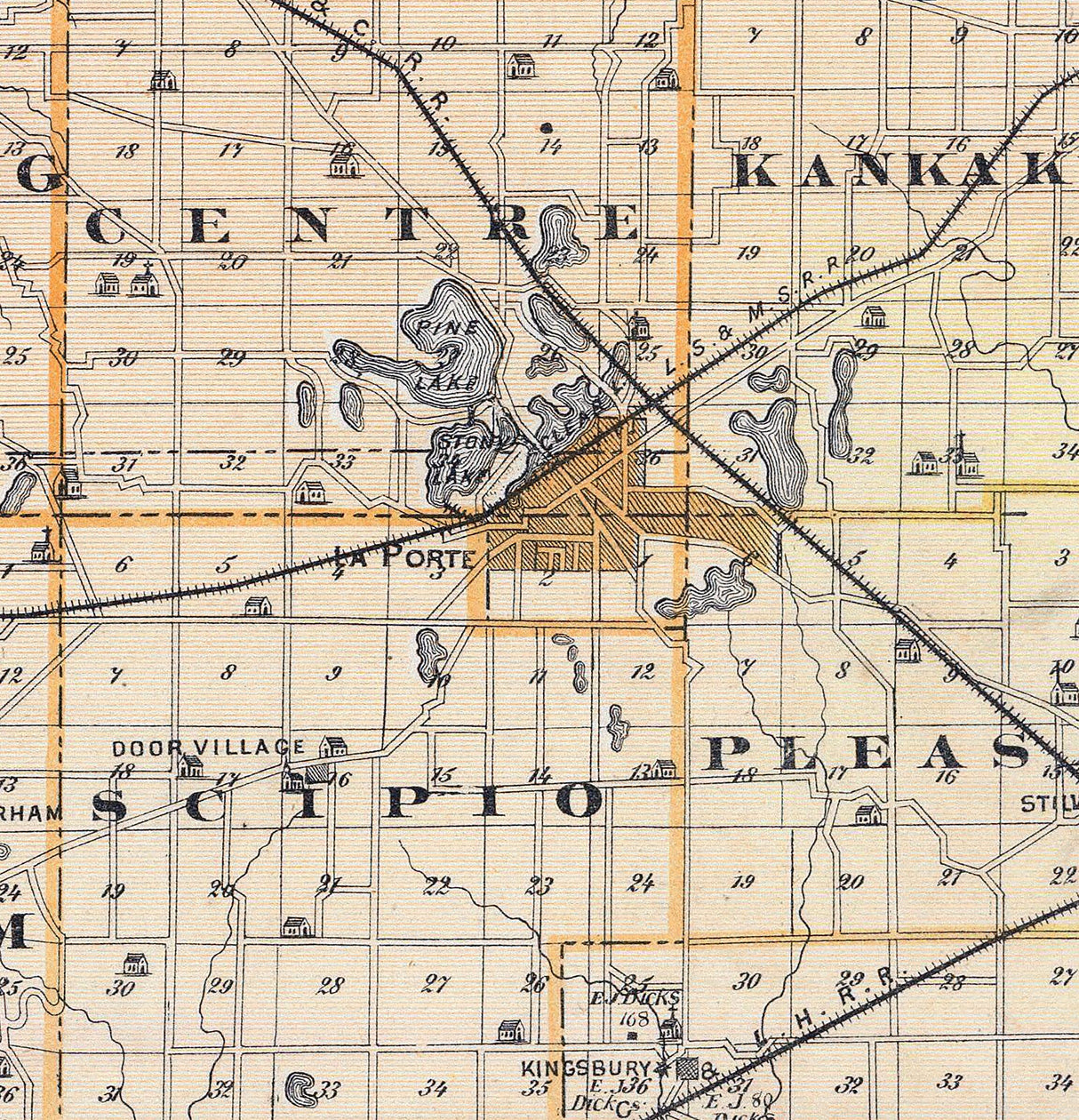 1876 Map of La Porte County Indiana