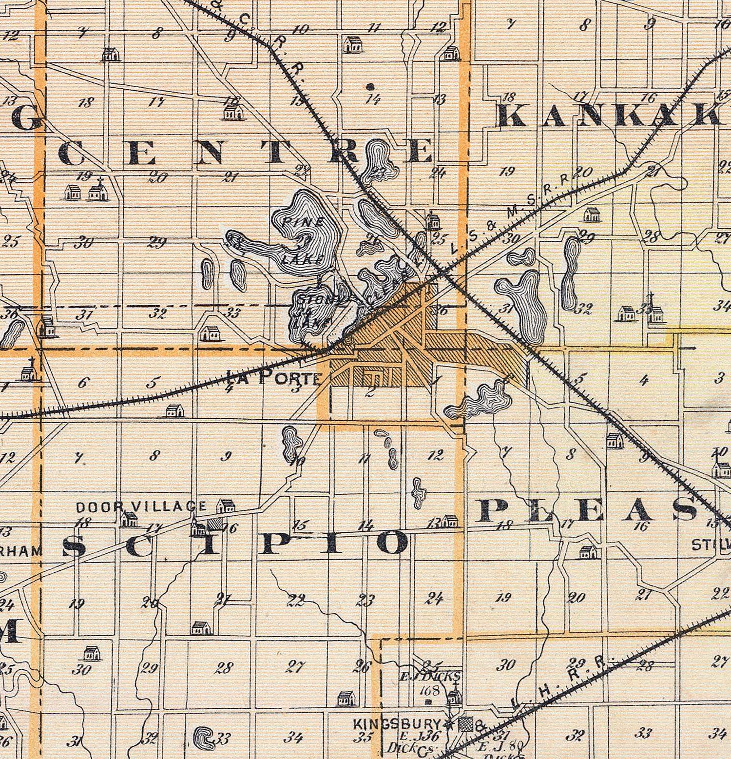 1876 Map of La Porte County Indiana