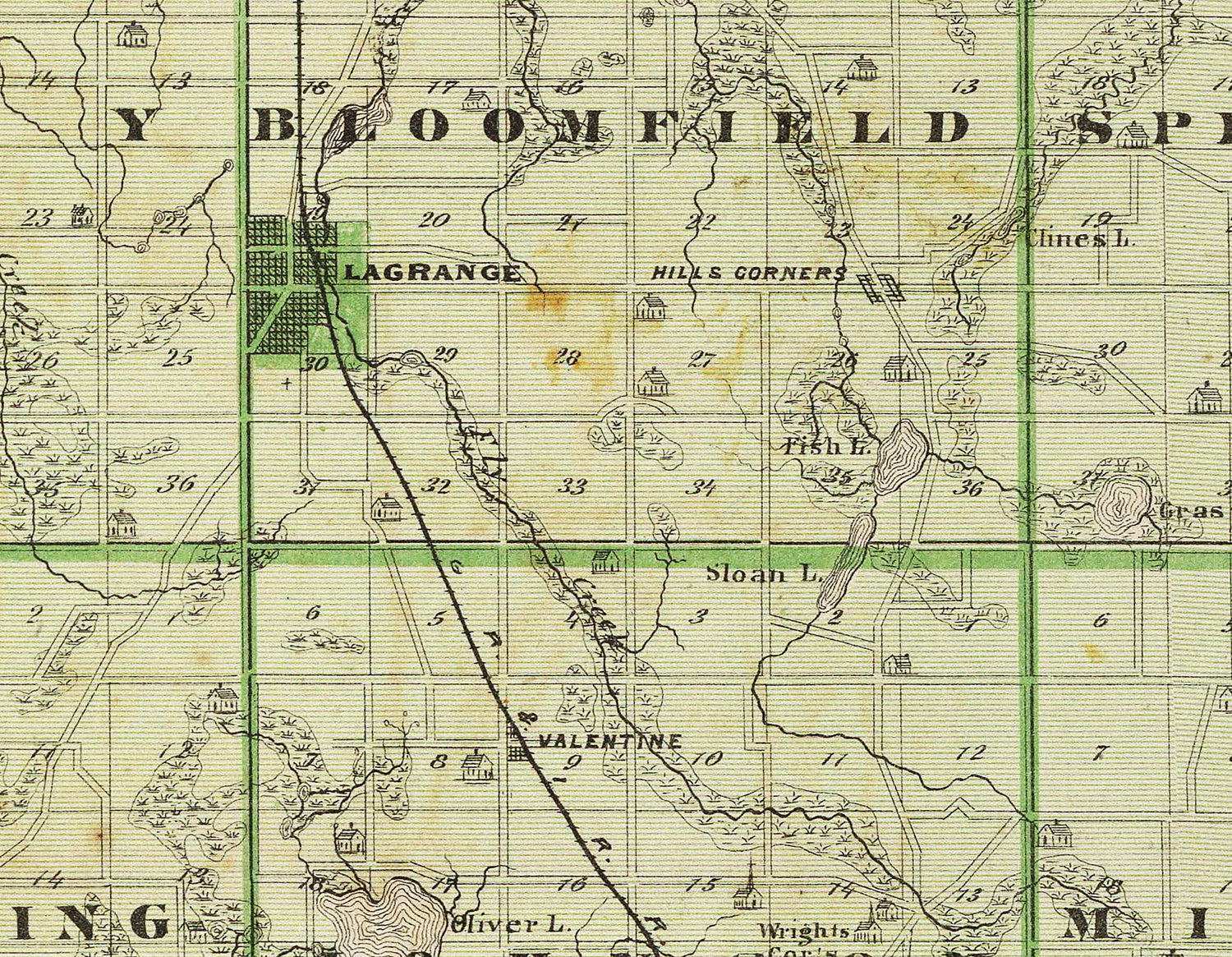 1876 Map of Lagrange County Indiana