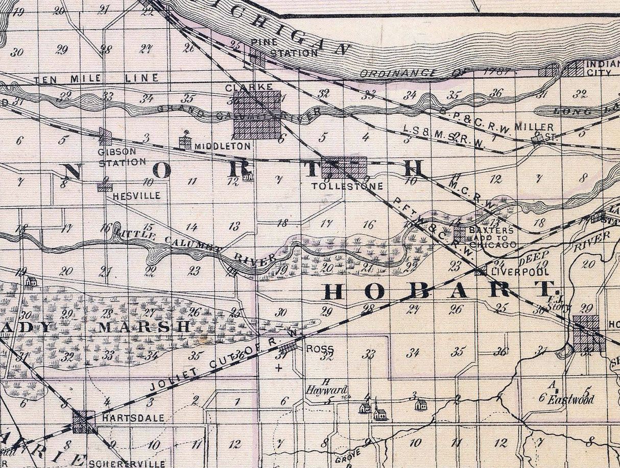 1876 Map of Lake County Indiana Crown Point