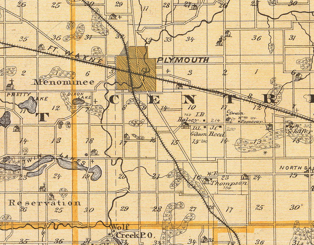 1876 Map of Marshall County Indiana