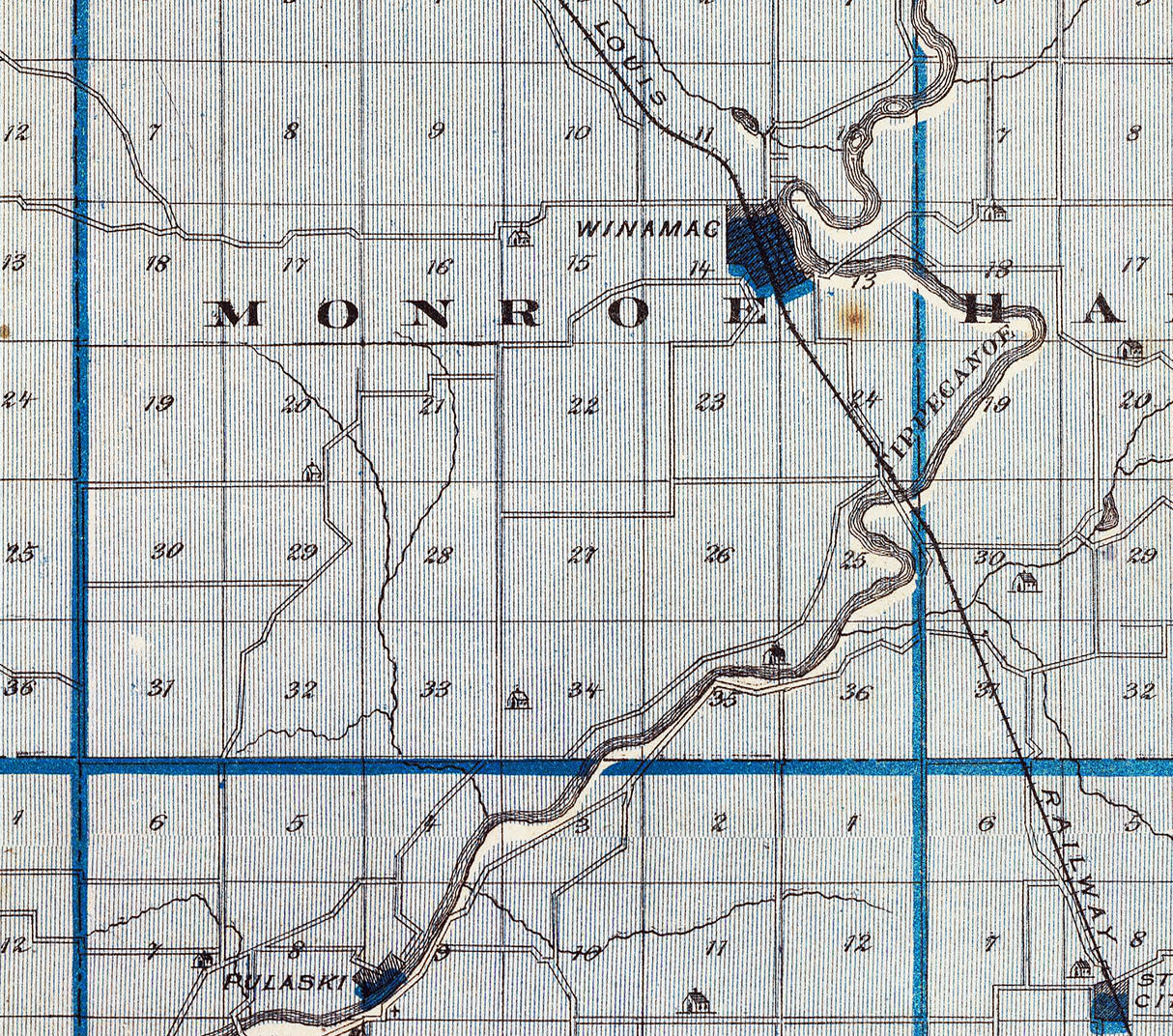 1876 Map of Pulaski County Indiana