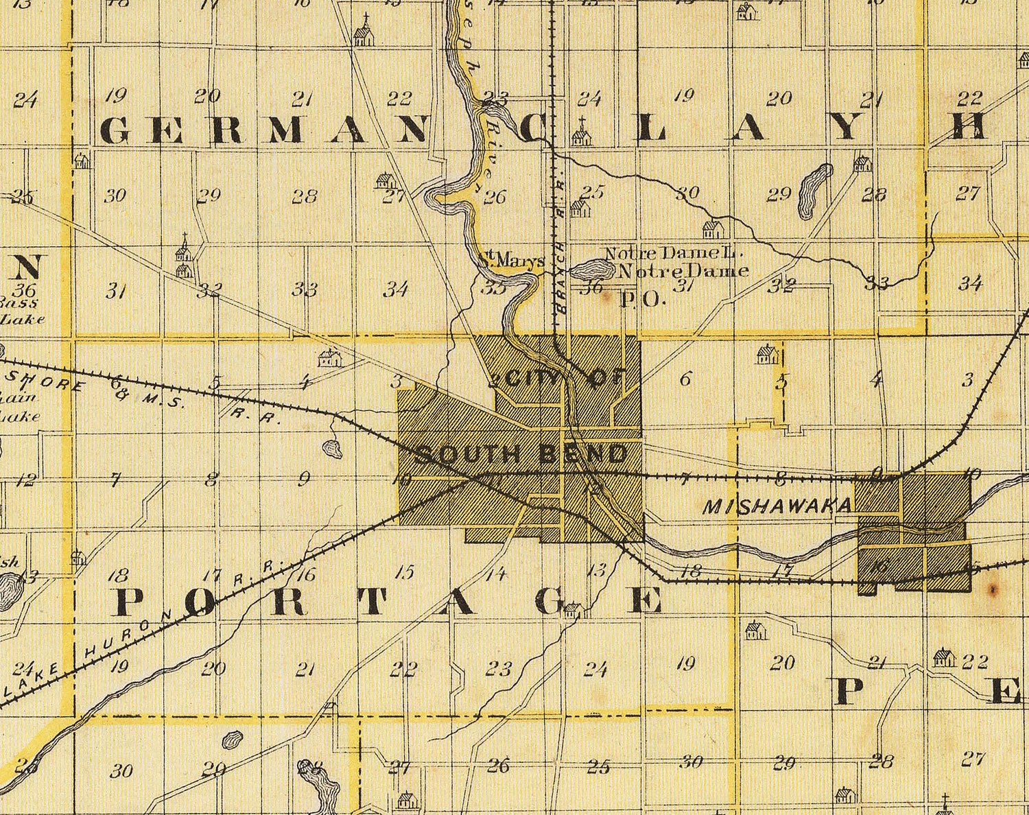 1876 Map of St Joseph County Indiana