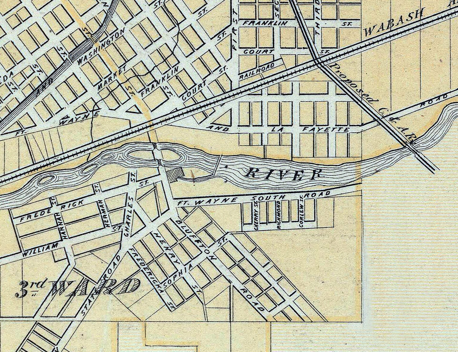 1876 Map of Huntington City Huntington County Indiana