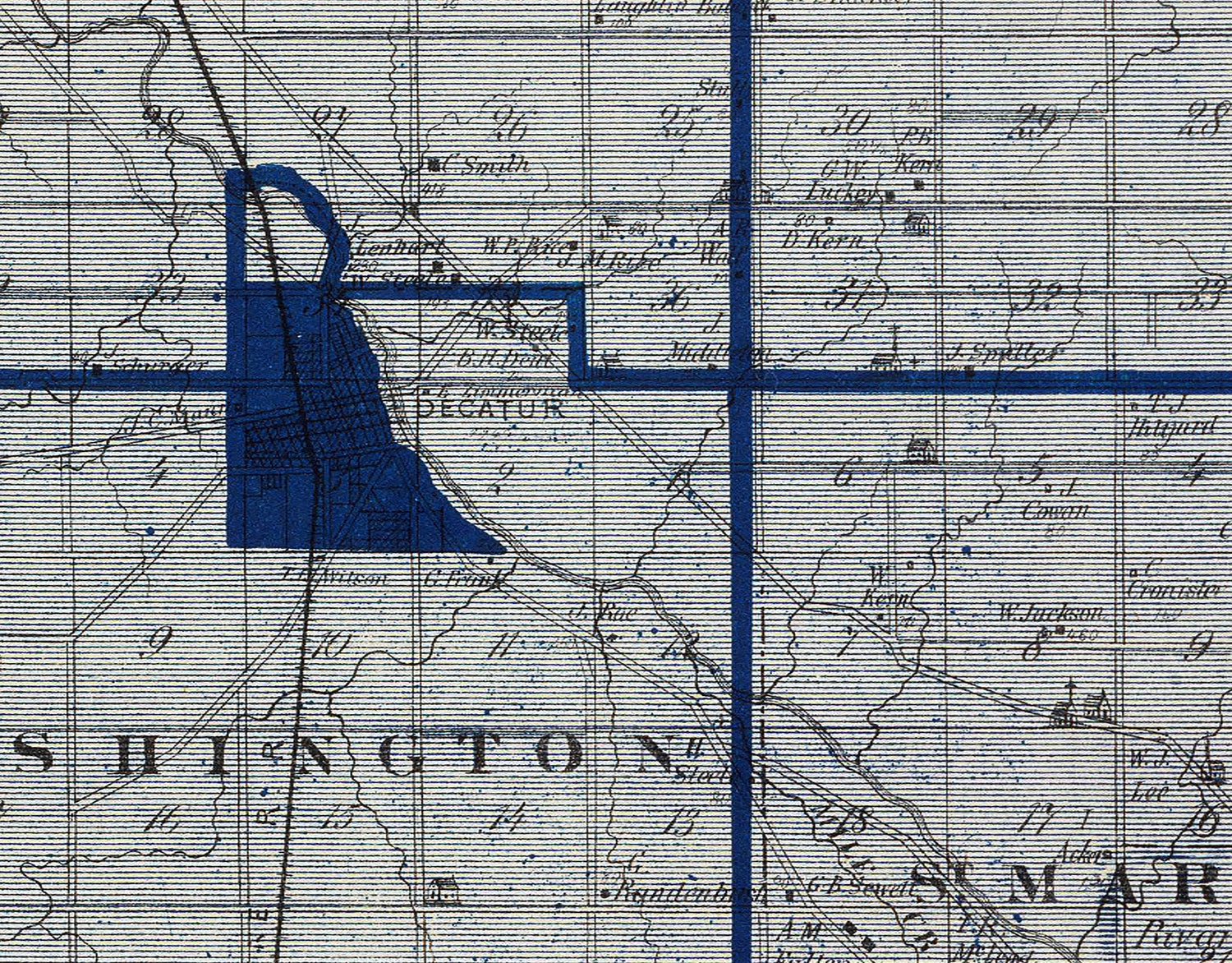 1876 Map of Adams County Indiana
