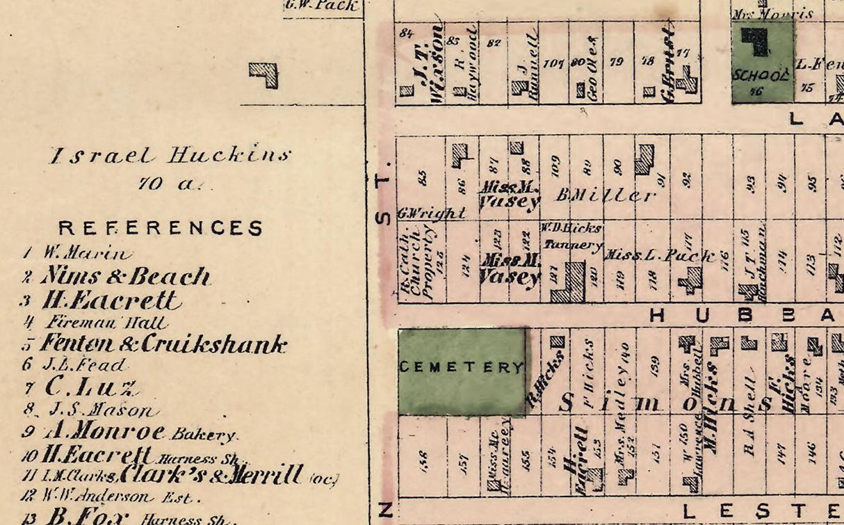 1876 Map of Lexington Sanilac County Michigan