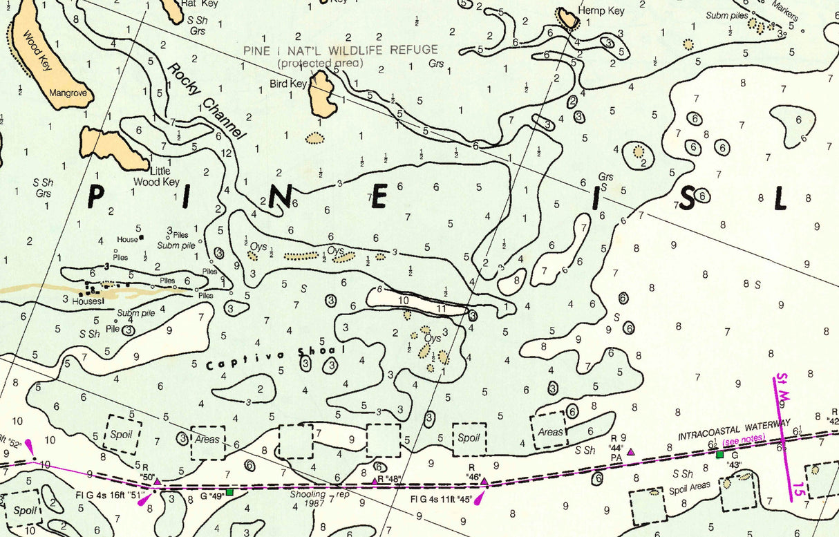 1996 Nautical Chart of Pine Island Sound Florida North Captiva Island