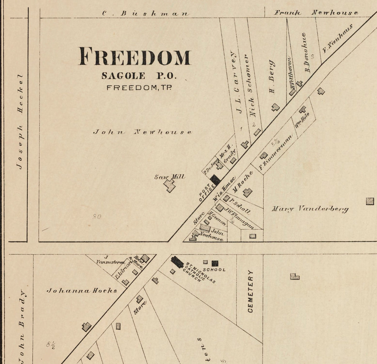 1889 Map of Buchanan Township Outagamie County Wisconsin