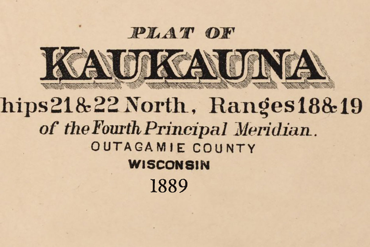 1889 Map of Kaukauna Township Outagamie County Wisconsin