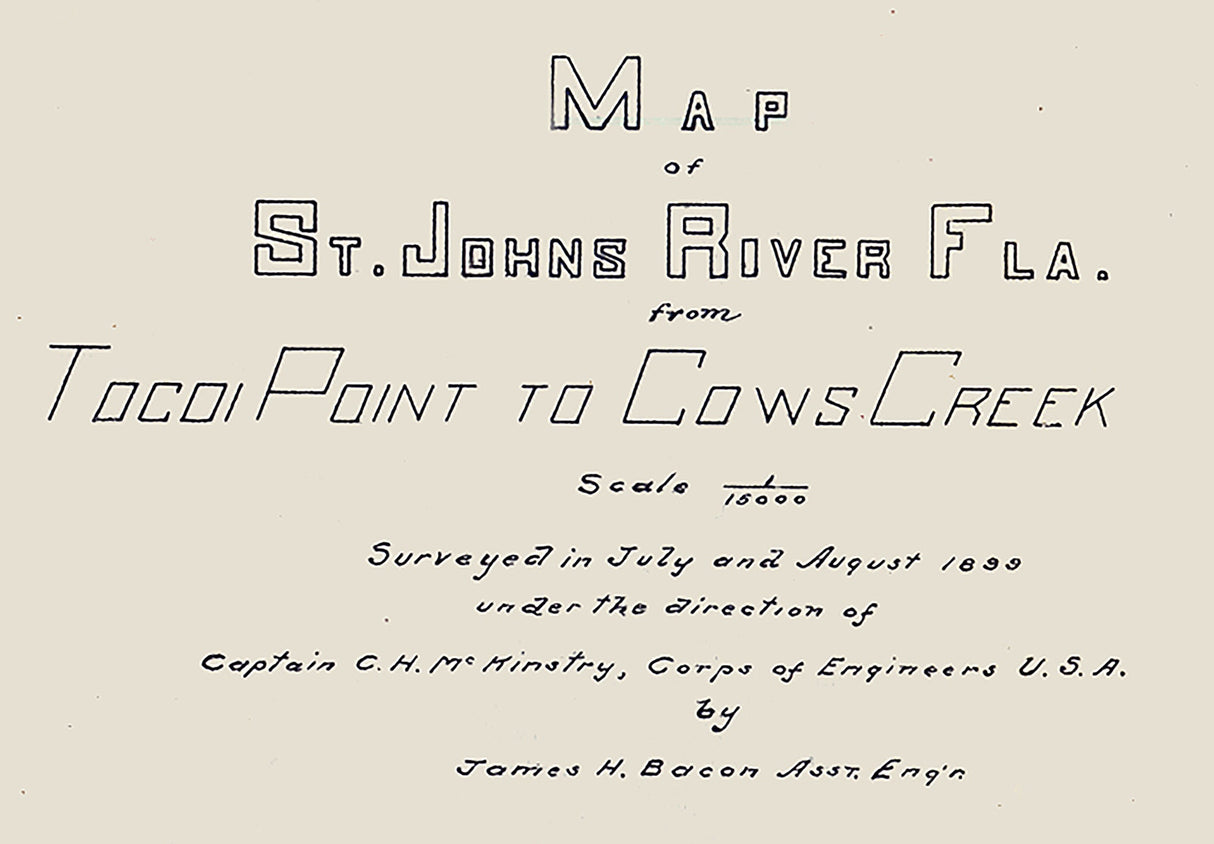 1899 Nautical Chart of Saint Johns River Tocoi Point to Cows Creek
