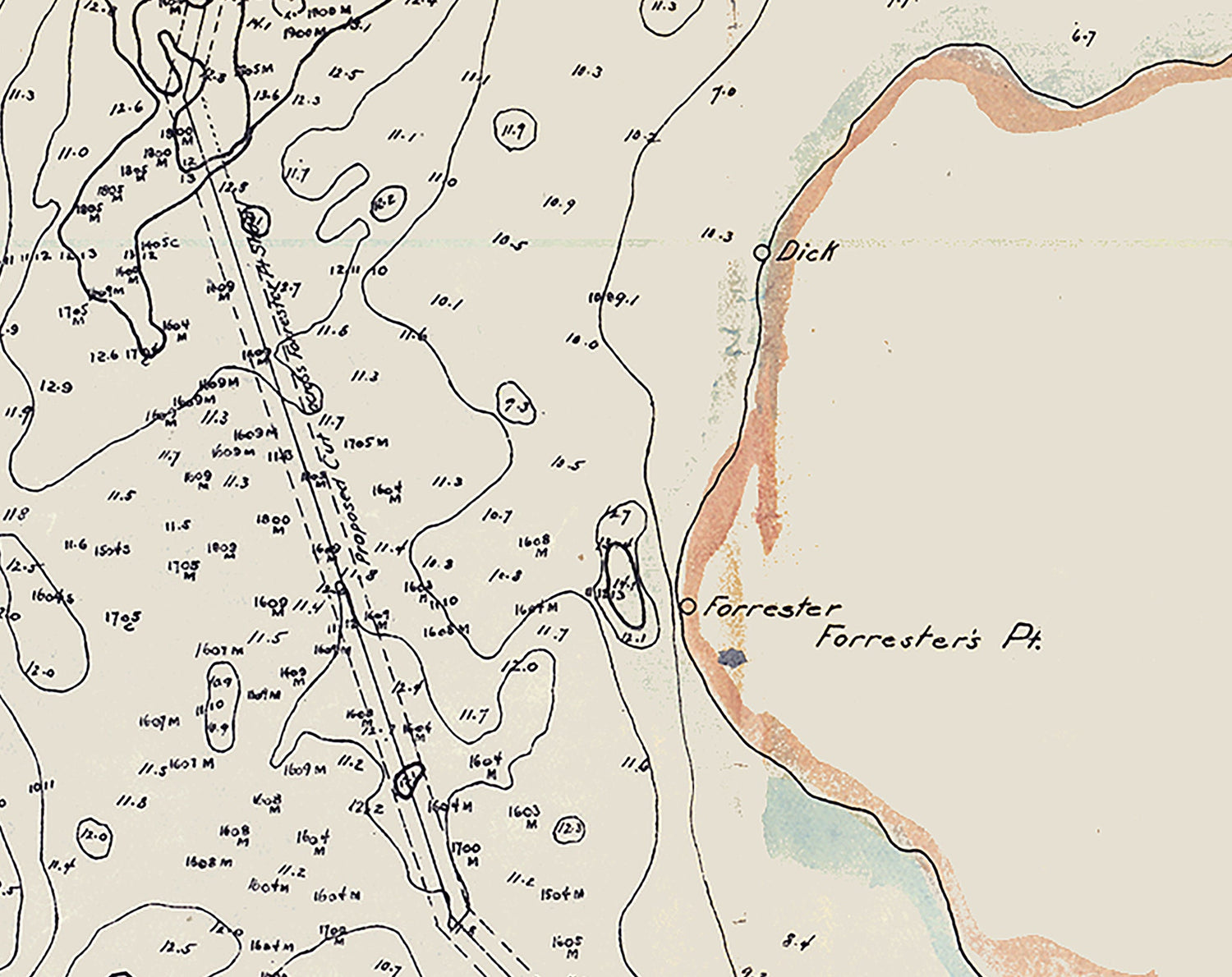 1899 Nautical Chart of Saint Johns River Tocoi Point to Cows Creek