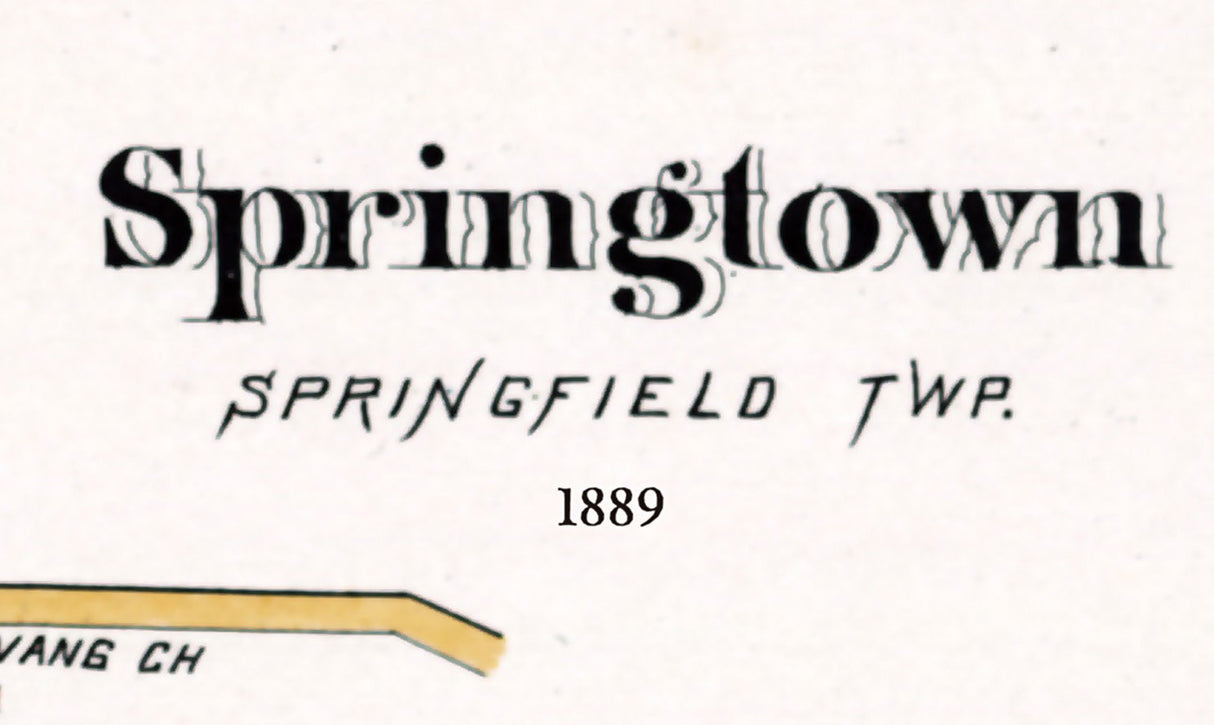 1891 Town Map of Springtown Bucks County Pennsylvania