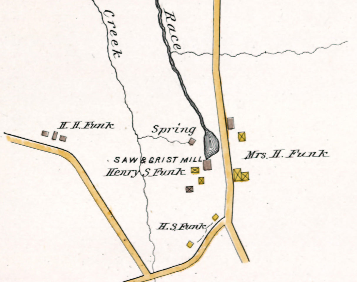 1891 Town Map of Springtown Bucks County Pennsylvania
