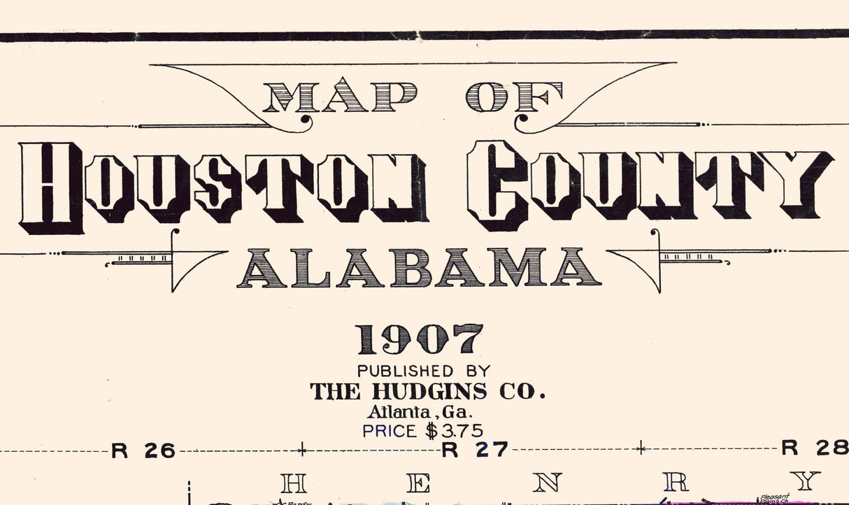 1907 Map of Houston County Alabama