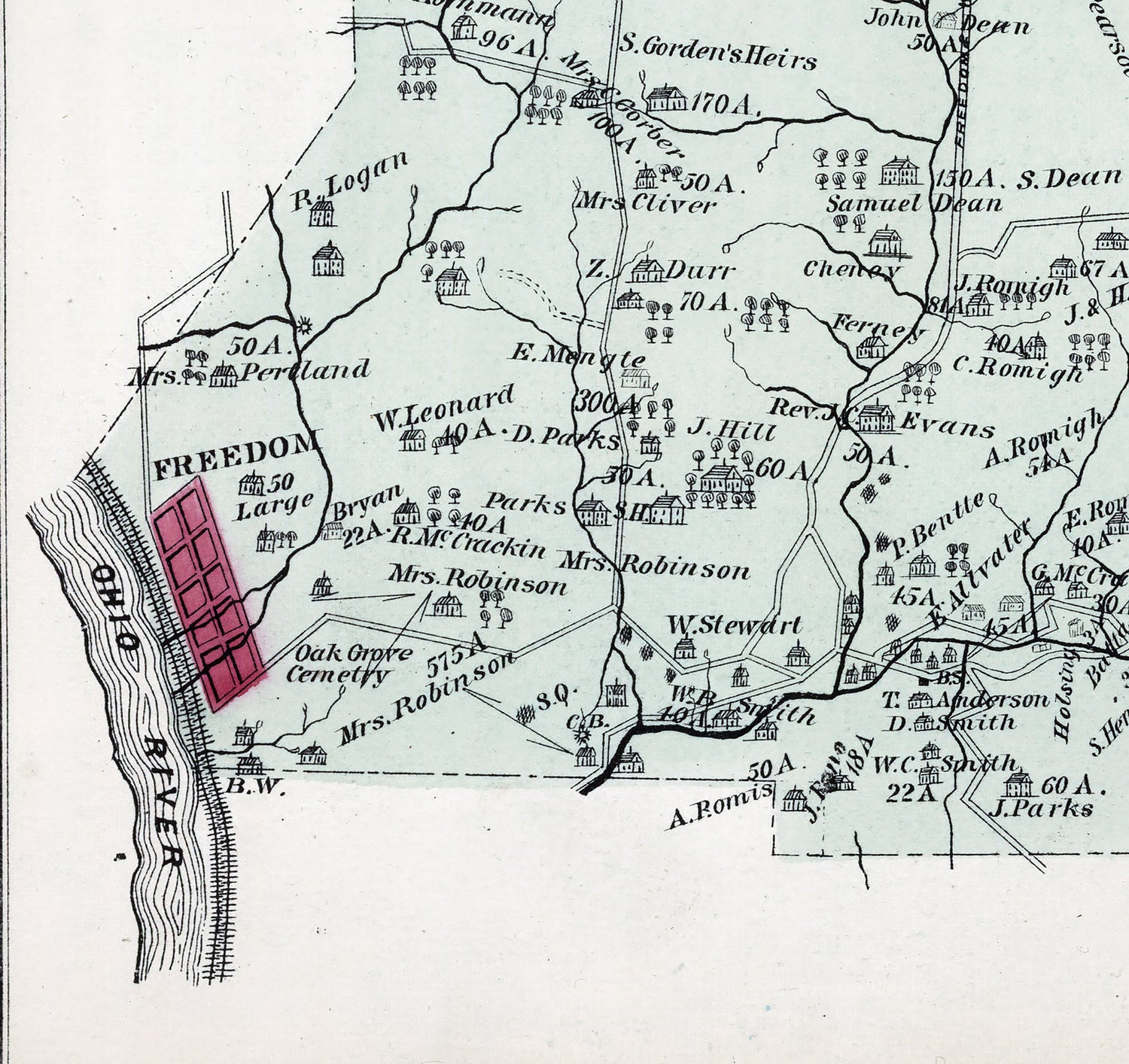 1876 Map of New Sewickley Township Beaver County Pennsylvania