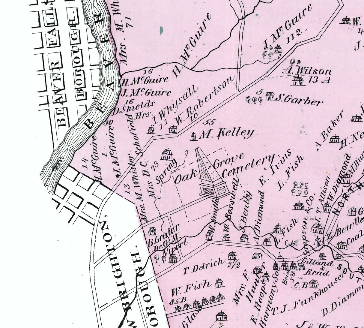 1876 Map of Pulaski Township Beaver County Pennsylvania