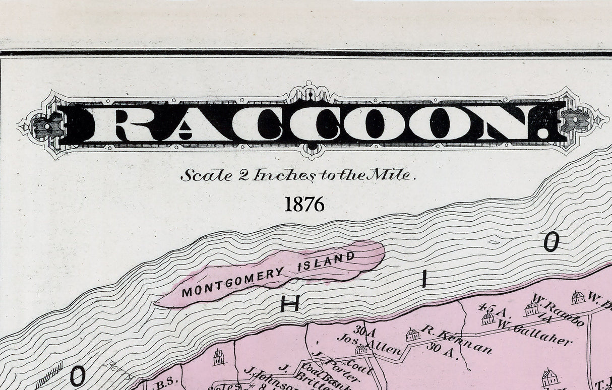 1876 Map of Raccoon Township Beaver County Pennsylvania