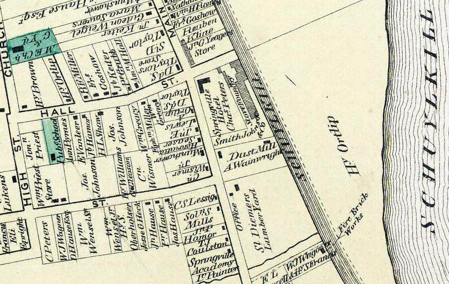 1873 Town Map of Springville Chester County Pennsylvania