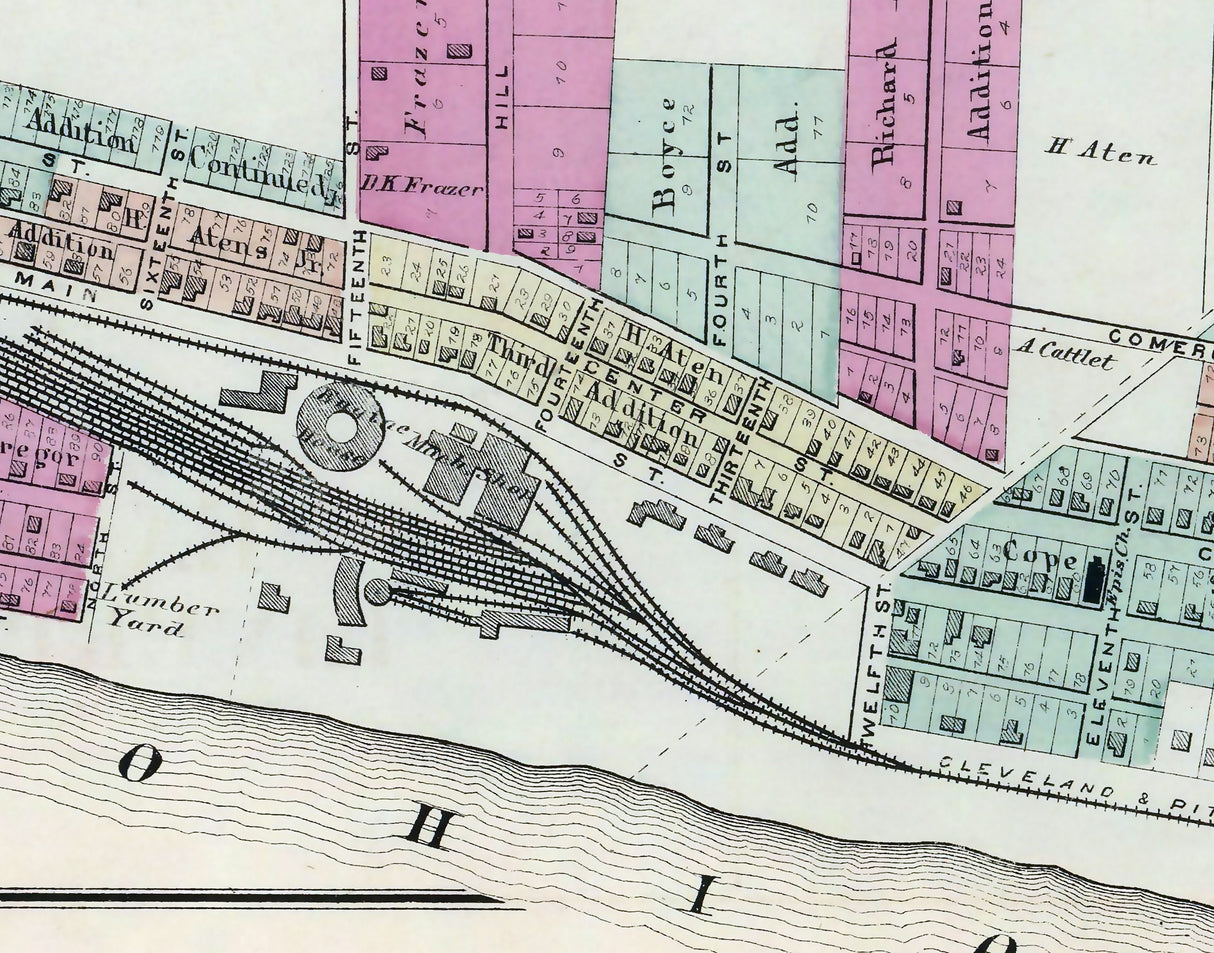 1877 Town Map of Wellsville Columbiana County Ohio