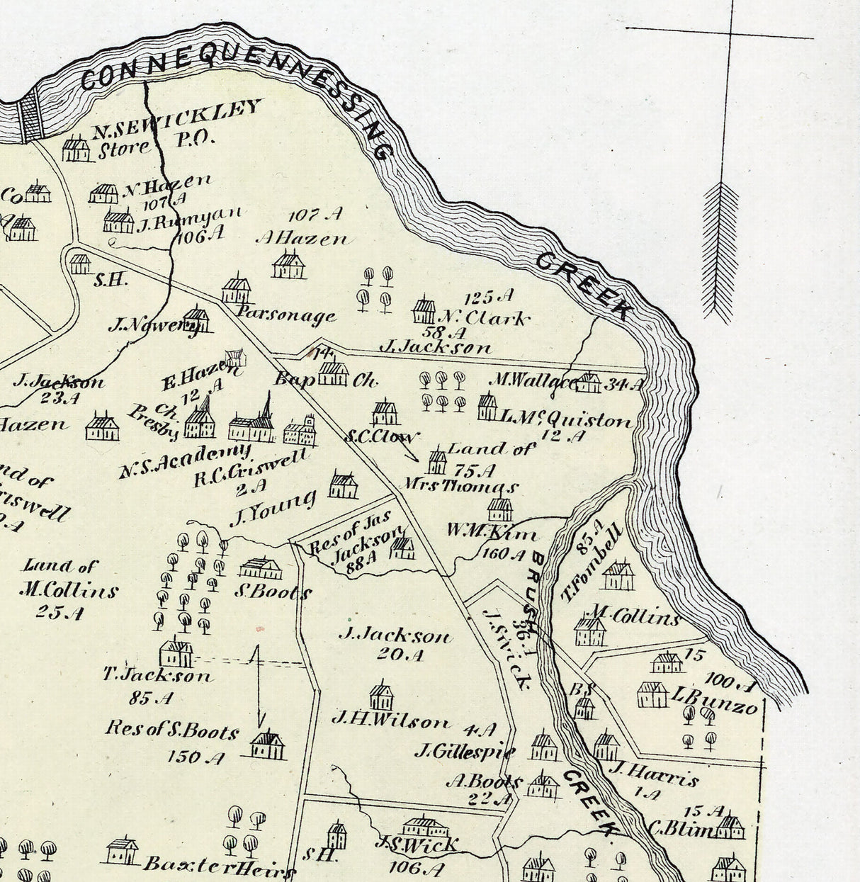 1876 Map of North Sewickley Township Beaver County Pennsylvania