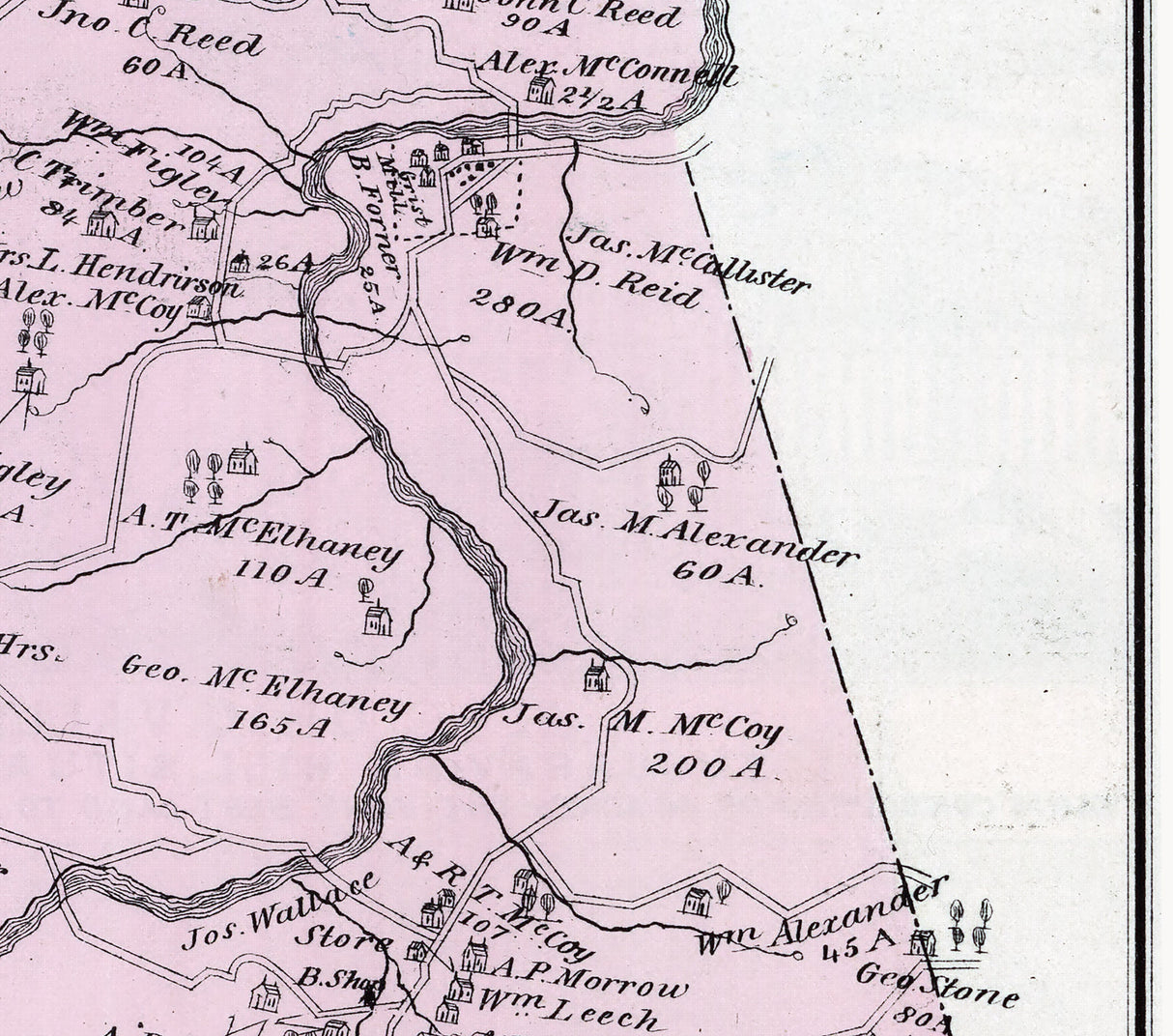 1876 Map of Independence Township Beaver County Pennsylvania