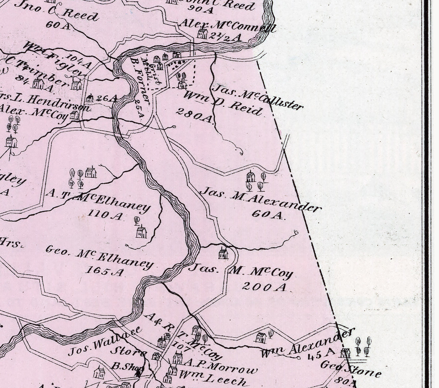 1876 Map of Independence Township Beaver County Pennsylvania