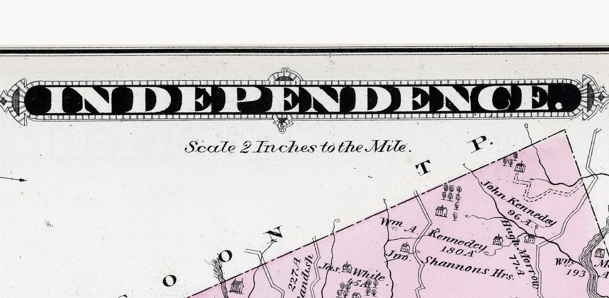 1876 Map of Independence Township Beaver County Pennsylvania