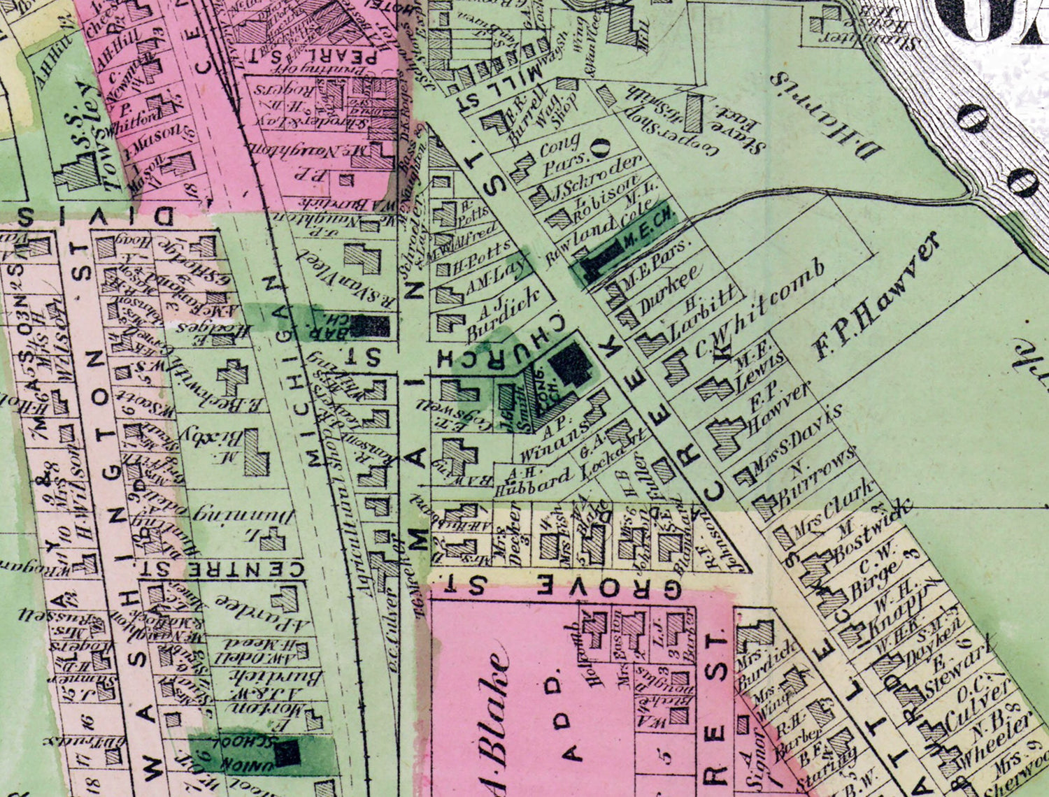 1873 Town Map of Galesburgh Kalamazoo County Michigan